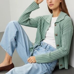 NWOT Madewell Oversize-Collar Wool Blend Cardigan Sweater in size L